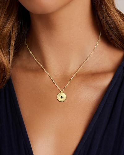 Gold Necklace For Women, Layered 14K Real Gold Plated Necklaces For Women,Dainty Gold Paperclip Chain Tear Circle CZ Pendant Necklace Stack,Trendy Gold Jewelry Set Gifts - style: Black CZ Diamond Circle Pendant-Gold
