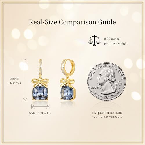 Sonateomber Gold Silver Small Hoop Dangle Earrings for Women, Trendy Dainty Rhinestone CZ Dangling Prom Wedding Leaf Flower Snowflake Butterfly Starfish Fashion Jewelry Gift - color: Blue