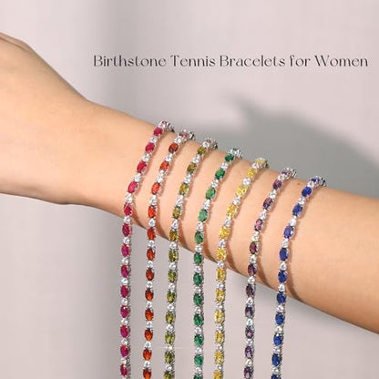 FANCIME Glamour Radiance Sterling Silver Birthstone Tennis Bracelets 7" | Charm Fine Jewelry Birthday Gifts for Women - color: Citrine
