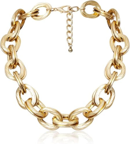 JAKAWIN Chunky Gold Choker Necklace Cuban Link Large Chain Necklaces for Women
