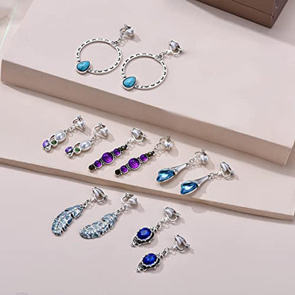 15 Pairs Wholesale Clip on Earrings for Women Trendy,Lightweight Clipon Earrings for Women in Silver Tone - style: Style D