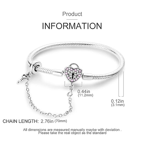 KUNSIR 925 Sterling Silver Palm Clasp Snake Chain Bracelet Basic Charm Bracelets Fit Any PDL Charm, with for Teen Women - style: KJB012