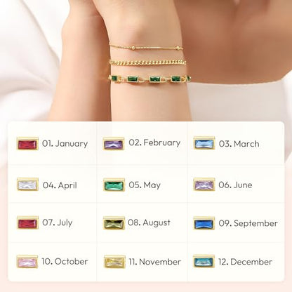 Gold Birthstone Bracelet for Women, 18K Gold Plated Layered Jewelry Bracelet Set, Womens Dainty Stackable Bracelets Link Paperclip Chain Valentines Day Gift for Wife Her - color: Gold-10-Oct.