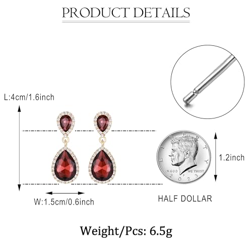 EVER FAITH Women's Austrian Crystal Wedding Tear Drop Dangle Earrings | Bridal Prom Jewelry for Bride Bridesmaid - color: Purple Gold-Plated-Base