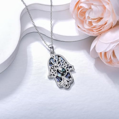Hamsa Necklace 925 Sterling Silver Evil Eye/Lotus Flower/Star of David/Chai/Yin Yang Hamsa Hand Pendant Jewelry Hand of Fatima Gifts for Women - style: Yin Yang