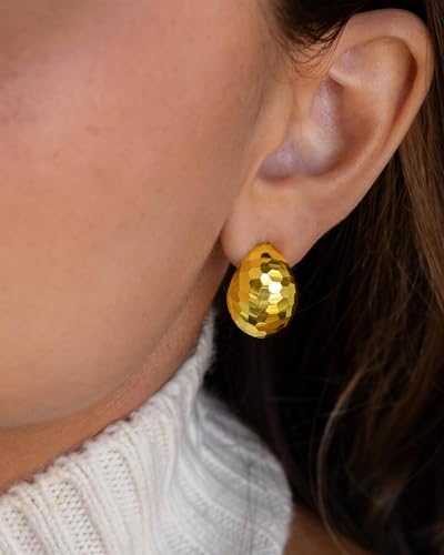 Gold Chunky Earrings for Women Trendy, 14K Gold Plated Dainty Kont Earrings Statement Minimalist Hypoallergenic Stud Earrings - color: Kala & Gold