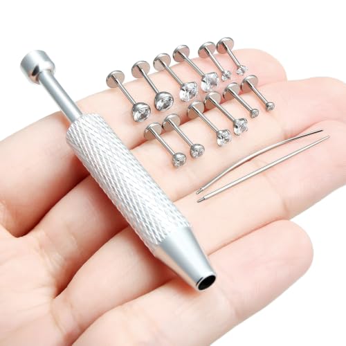 F136 Titanium 20/18/16g Flatback Earrings Nose Lip Rings Jewelry - color: White, size: 20g