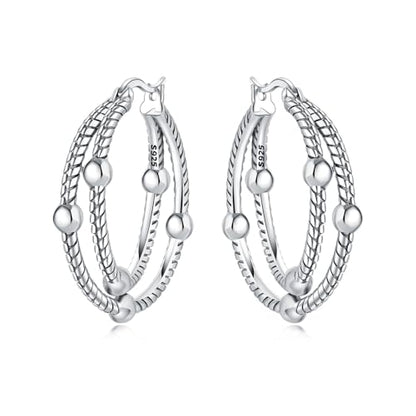 Floral Hoop Earrings 925 Sterling Silver with 14K Gold Plating – Lightweight CZ Flower Hoops | Hypoallergenic Jewelry for Women | Gift Box + Polishing Cloth - color: 30mm Double Hoop Snake Earrings
