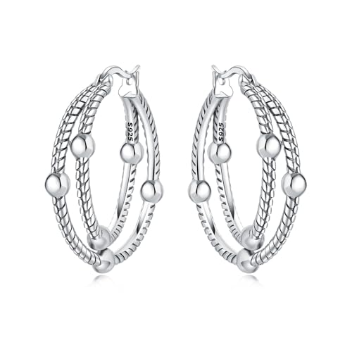 Floral Hoop Earrings 925 Sterling Silver with 14K Gold Plating – Lightweight CZ Flower Hoops | Hypoallergenic Jewelry for Women | Gift Box + Polishing Cloth - color: 30mm Double Hoop Snake Earrings