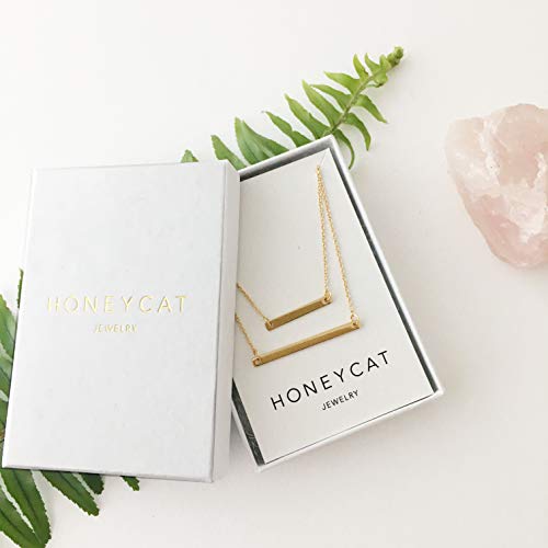 Honeycat Double Layered Bar Necklace in Gold, Rose Gold, and Silver | Minimalist, Delicate Jewelry - color: Gold
