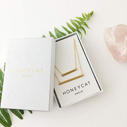 Honeycat Double Layered Bar Necklace in Gold, Rose Gold, and Silver | Minimalist, Delicate Jewelry - color: Gold