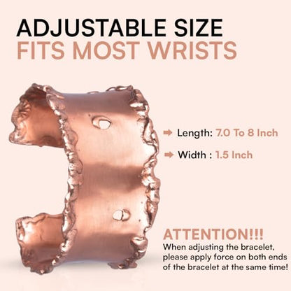 Copper Bracelets for Women – Adult Handmade Vintage Boho Copper Cuff Bracelet, Adjustable Open Cuff, Rustic Hammered Finish, Solid Copper Artisan Jewelry Gift for Her