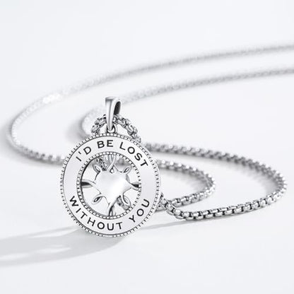 Compass Necklace Sterling Silver Nautical Graduation Gift | 925 Sterling Silver compass pendant with meaningful nautical design, jewelry for women, graduation and travel gift - color: Silver-1