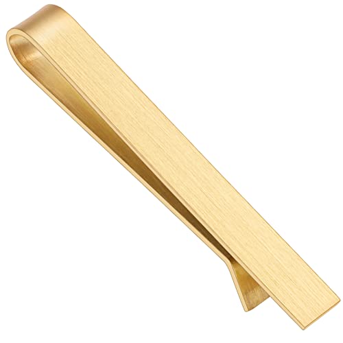 2.2/2.5 Inch Tie Clips for Men's tie in Gift Box, tie bar & pins set for larger width necktie in black red white blue color, Suitable for Wedding Anniversary Christmas Party - size: 2.2'' Wide, style: 1pcs Gold