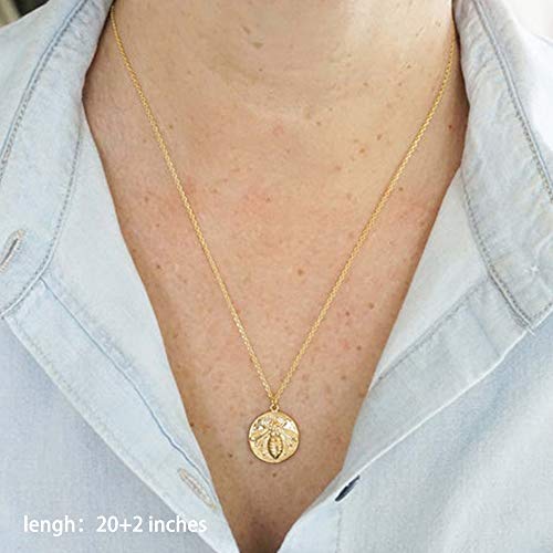 Turandoss Gold Layered Necklaces for Women - 14K Gold Plated Handmade Multilayer Bar Pearls Coin Disc Moon Butterfly Medallion Adjustable Dainty Layered Choker Necklaces for Women Jewelry - style: 2PCS - Small Bee&Big Bee