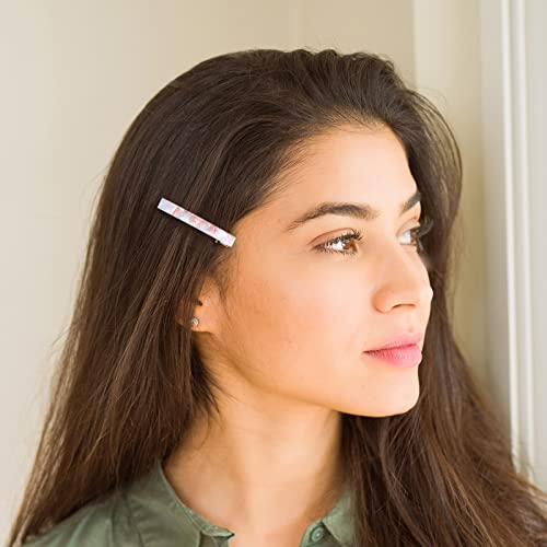 Cobahom 12 Pack Thick Hair Duckbill Metal Duck Teeth Hair Clips for Women - Chic Tortoise Shell Hair Pins in Red, White, Blue, and Pink (2.36 Inch) | Cellulose Acetate Hair Barrettes for Thin Thick Hair, Chic Tortoise Shell Hair Pins in Red, White, Blue,