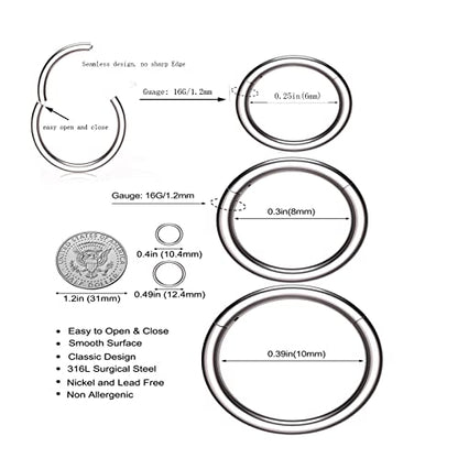 YACHY 11PCS/9PCS 16G Eyebrow Piercing Jewelry for Women Men, Eyebrow Rings Rook Earrings Rook Piercing Jewelry Belly Lip Ring Curved Barbells Eyebrow Piercing Cartilage Daith Helix Tragus Body Piercings - color: N-12Pcs-Rose Gold-6mm