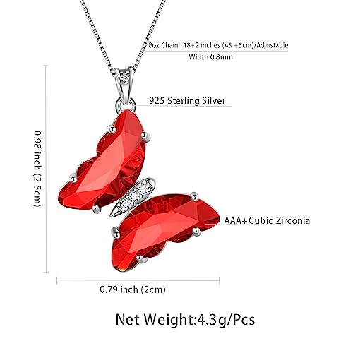 Aurora Tears Butterfly Necklace Earrings Ring Bracelet - Women 925 Sterling Silver Animal Butterflies Birthstone Pendant Crystal Wedding Birthday Jewelry - color: pendant-A.January