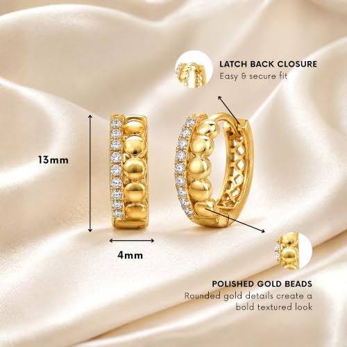 Gempires Huggie Hoop Earrings for Women | Cubic Zirconia Fashion Earrings Collection | Gold, Silver & Rose Gold Tone Styles | Lightweight Everyday Jewelry - color: Amara Diamond Hoop