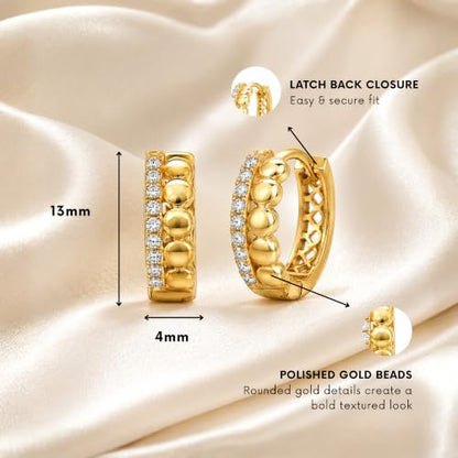 Gempires Huggie Hoop Earrings for Women | Cubic Zirconia Fashion Earrings Collection | Gold, Silver & Rose Gold Tone Styles | Lightweight Everyday Jewelry - color: Amara Diamond Hoop