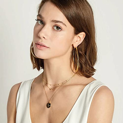 2mm Sterling Silver Big Hoop Earrings For Women - Large Hypoallergenic Circle Endless Thin Oversize Silver Hoops - color: Gold,90mm hoops