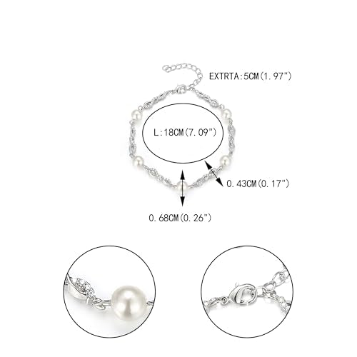 EVER FAITH Gorgeous Cubic Zirconia Pearl Wedding Link Bracelet for Bride | Marquise Teardrop Crystal Bridal Prom Jewelry, for Women Bridesmaids - style: Infinity_Clear Silver-Tone