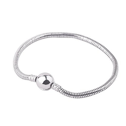 PH PandaHall 7.8 Inch Charm Bracelet Bead Charms Stainless Steel | European Snake Chain Bracelets with Round Barrel Snap Clasp For Women Bracelet DIY Jewelry Making