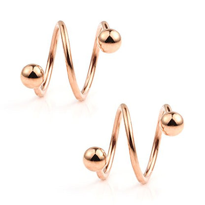 Ruifan 16G Stainless Steel Double Twist Ear Plug Earring Spiral Helix Stud Lip Ring Body Piercing Jewelry 8mm 10mm - style: 6Pairs - 10mm Mix Color