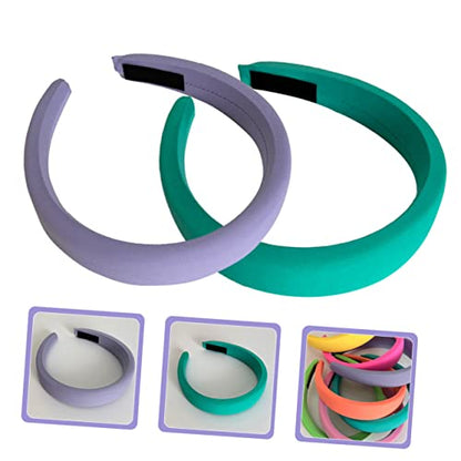 Outanaya 2pcs Wide Padded Headbands for Women Comfortable Fabric Hair Accessories Light for Daily Wear and Activities