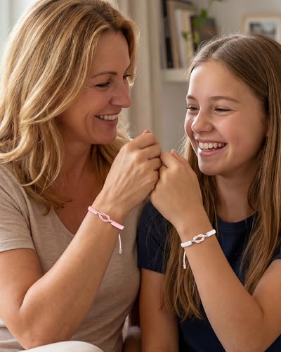 Matching Heart Bracelets for Mommy and Me Adjustable Hearts Charm Chain Bracelet Matching Mother Daughter Bracelets Set for 2 Birthday Mothers Day Gifts - color: A3:mother daughter bracelets