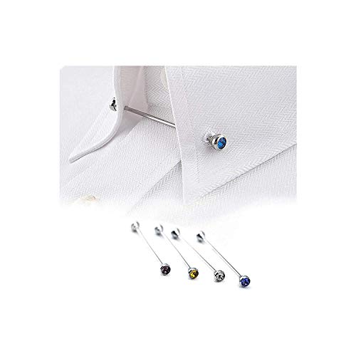 4 Pcs Men's Crystal Collar Bar Pin Shirt Tie Necktie Pin Clip Clasp Cravat Pin Lapel Stick Brooch