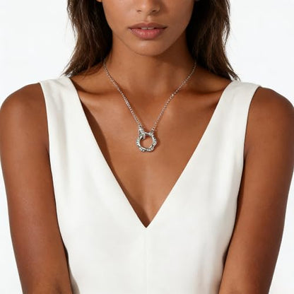 925 Sterling Silver Silver Necklace for Women,Dainty Minimalist Cubic Zirconia Twist Ring Necklace,Hypoallergenic Stainless Steel Chain Jewelry,Trendy Daily Wear & Giftin