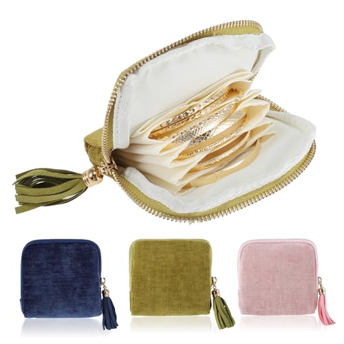VOCOSTE Travel Jewelry Case, Portable Jewelry Pouch with 6 Layers, Green | Tangle-Free Storage, Soft Padding Prevents Scratches, Compact Size Fit Purses, for Necklace Bracelet Storage, Women Gift Idea - color: Green