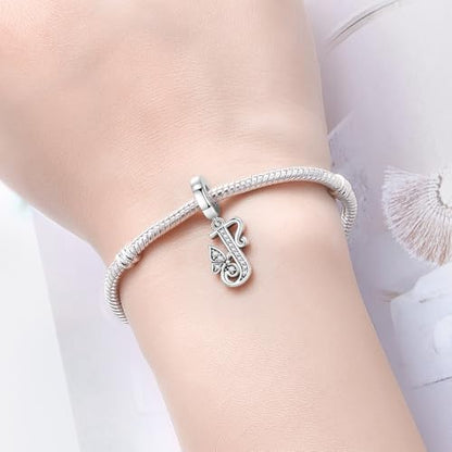 2 Pack 925 Sterling Silver Butterfly Letter Charms for Bracelets and Necklace Alphabet Initial Dangle Pendants Round Spacer Beads Pave Cubic Zirconia Jewelry Gift for Women - color: J Set