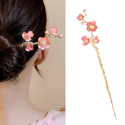 1 Pc Plum blossom Hair sticks for buns,Hair pins for women,Buns and Updos with No Hair Damage,Metal French Pin Great Hold,Suitable for fine & thick hair(pink) US378