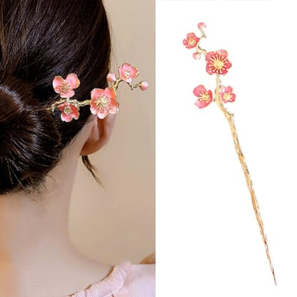 1 Pc Plum blossom Hair sticks for buns,Hair pins for women,Buns and Updos with No Hair Damage,Metal French Pin Great Hold,Suitable for fine & thick hair(pink) US378
