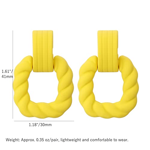 RUOFFETA Rectangle Earrings for Women, Acrylic Square Earrings Twisted Geometric Statement Jewelry - color: Yellow