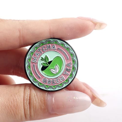 4Pcs Matcha Enamel Pins for Women Cute Novelty Lapel Pin for Backpacks Hats Jackets Lovely Aesthetic Button Badge Brooch Pin Fashion Jewelry Accessories for Purses Lanyards Matcha Lover Gift