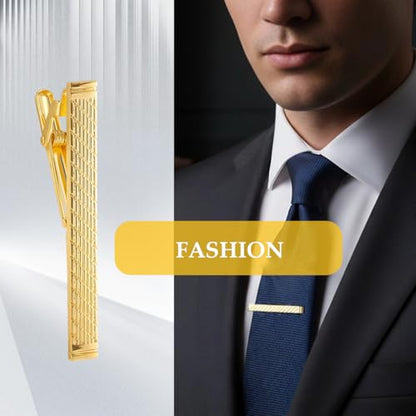 Gold Tie Clip for Men Tie Bar Clip Regular Necktie Tie Pin Clip Tie Clasp Business Wedding Pinch Clips - style: fashion