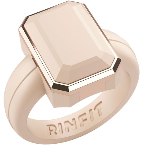 Rinfit Emerald Silicone Ring with Stainless Steel Frame - color: Pack B - Nude / Metal Rose Gold