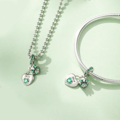 HappyStar 925 Sterling Silver Happy Birthday Bead Charm Love Heart Shape Birthstone Charms for Bracelets Dangle Pendant with 5A Cubic Zirconia Compatible Pandora Bracelets Jewelry Gift for Women - color: 5-May Birthstone Charms