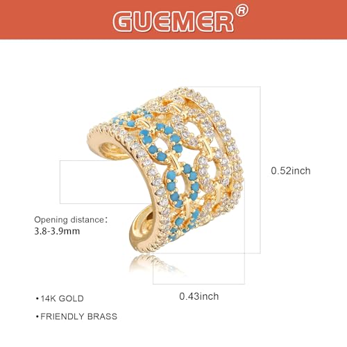Chunky Ear Cuff Earrings for Women Single | Non Piercing, Clip On, 14K Gold Plated, Cubic Zirconia, Hypoallergenic, Jewelry Gifts - style: Turquoise