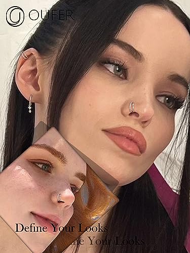 OUFER Nose Rings Silver, 20G Double Hoop 8MM Nose Rings, Seamless Stainless Steel Rook Daith Piercing Jewelry for Women & Men - style: Modern