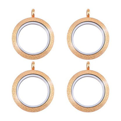 WANDIC Photo Charms, Set of 4 Matte Stainless Steel Round Memory Locket Pendant Bridal Wedding Bouquet Charms for Photo or Wedding, 25mm - color: 4pcs-rose Gold Matte