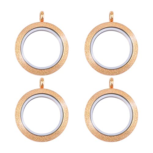 WANDIC Photo Charms, Set of 4 Matte Stainless Steel Round Memory Locket Pendant Bridal Wedding Bouquet Charms for Photo or Wedding, 25mm - color: 4pcs-rose Gold Matte