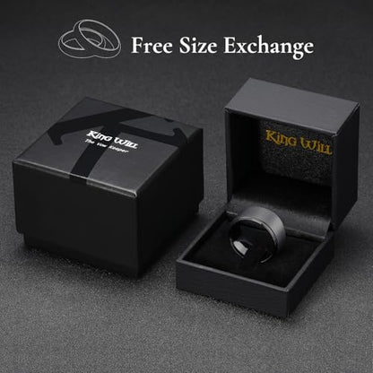 King Will Classic Tungsten Wedding Band for Men, 6/7/8/9/10mm Widths, Polished Finish Step Edge Matte Rings Comfort Fit - color: D-gunmetal 12mm