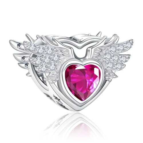 S925 12 Months Birthstone Charm for Pandora Bracelet, Gift on Birthday Christmas Mothers Valentines Anniversary Graduation, for Women Mom Daughter Friend Family Sister Aunt Grandma - color: July
