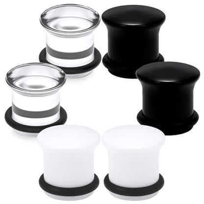 14G-12mm Solid Acrylic Clear Opalite Black Gauges for Ears Plugs with O-Rings Single Flare Gauges Stretching Kit Ear Expander Piercing Jewelry for Women Men - color: 00G=10mm(3/8 inch)