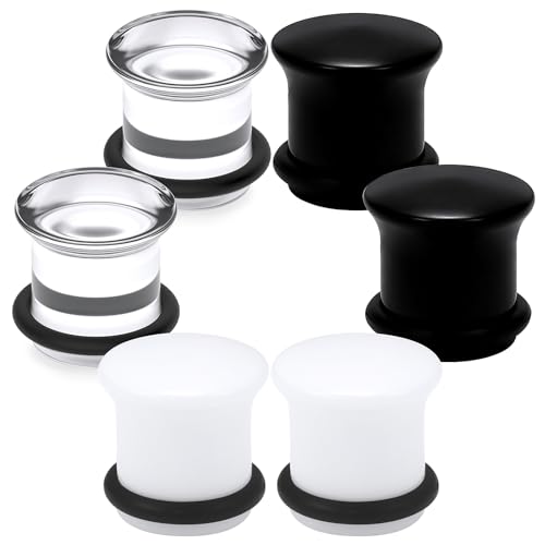 14G-12mm Solid Acrylic Clear Opalite Black Gauges for Ears Plugs with O-Rings Single Flare Gauges Stretching Kit Ear Expander Piercing Jewelry for Women Men - color: 12mm=1/2 inch