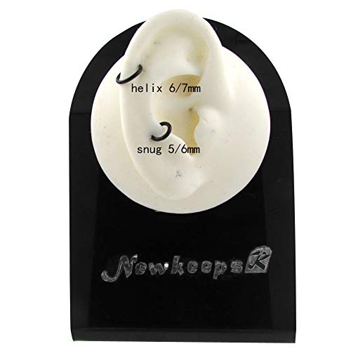 4G/6G/8G/10G/12G/14G/16G/18G/20G Hypoallergenic Nose Hoop Rings Steel Hinged Clicker Segment Gold/Rose Gold/Black/Pink Color - style: 3pc: 16g×5/6/7mm Black